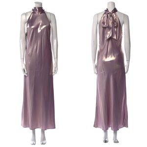 Galvan London | NWT Metallic 100% Silk Moonlight Sienna Dress in Lilac Gold